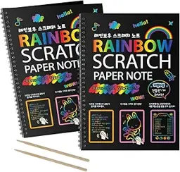 Rainbow scratch book for kids with colorful magic scratch art pages and wooden stylus pen